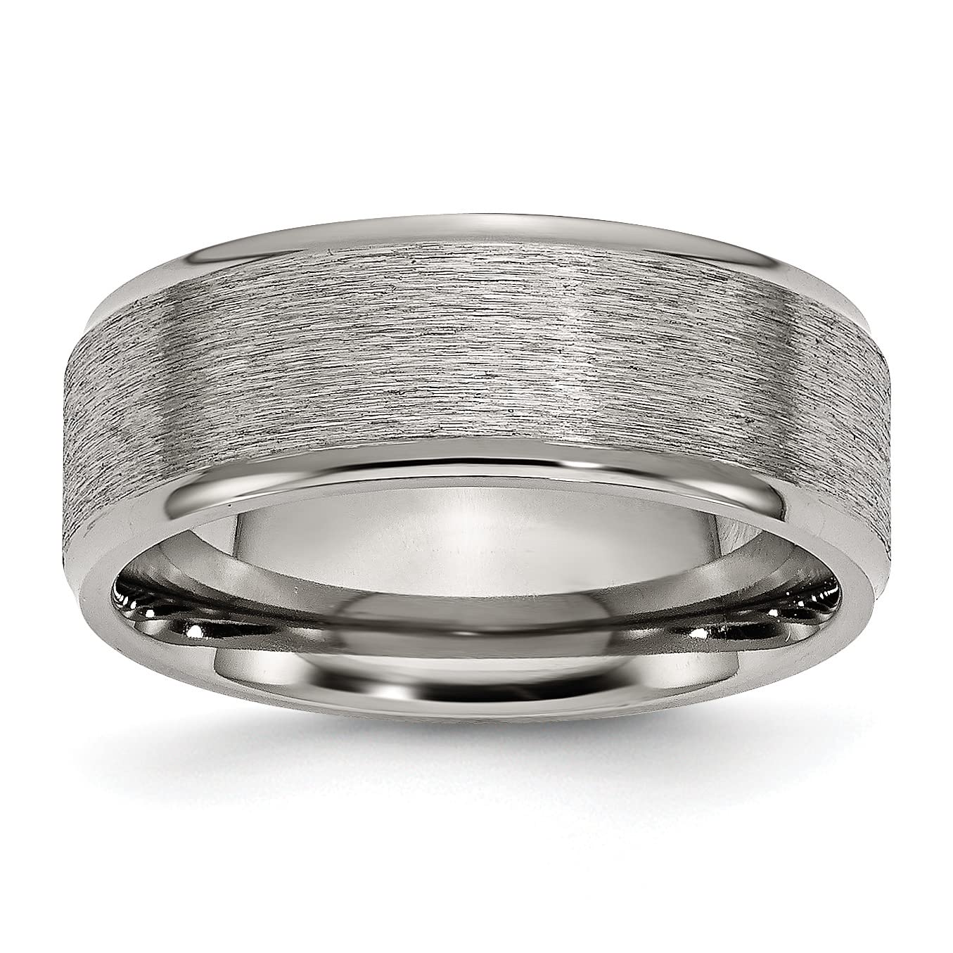 IceCarats 8mm Titanium Wedding Band Ring for Men - Classic Plain Design with Ridged Edge - Durable & Comfort Fit for Everyday Wear, Anniversary, Proposal & Special Occasions