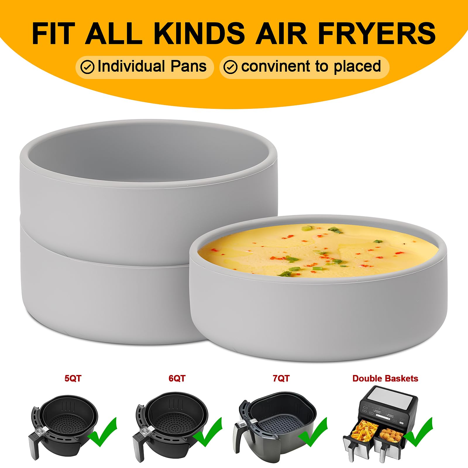 3-Pack Silicone Microwave Egg Cooker & Air Fryer Egg Molds - Perfect for Eggwich Sandwiches, Breakfast Meal Prep & Healthy Cooking (Grey) | Ideal for Quick Breakfasts, Meal Prep & Keto/Low-Carb Diets