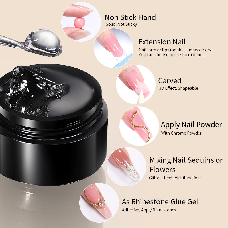 Non-Stick Hand Extension Nail Gel - 15ml Long-Lasting UV Gel Polish for Acrylic Nail Extensions - Perfect for Salon, Home Manicures & Nail Art Designs