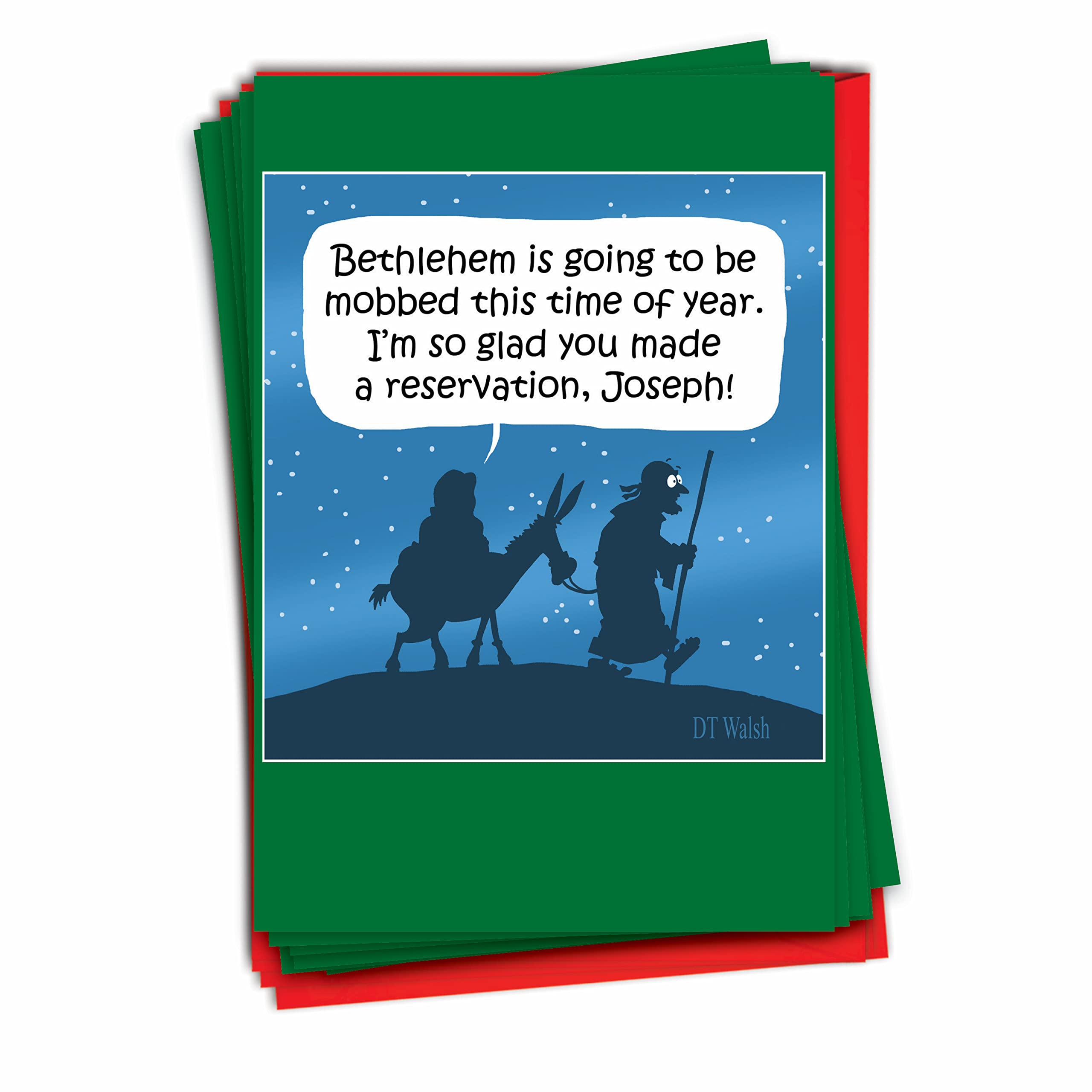 NobleWorks 12-Pack Funny Christmas Greeting Cards with Envelopes - Holiday Humor Cards for Men & Women - Perfect for Office Parties, Family Gatherings & Holiday Mailings (1 Design, 12 Cards) - Inn Reservation C7080XSG-B12x1