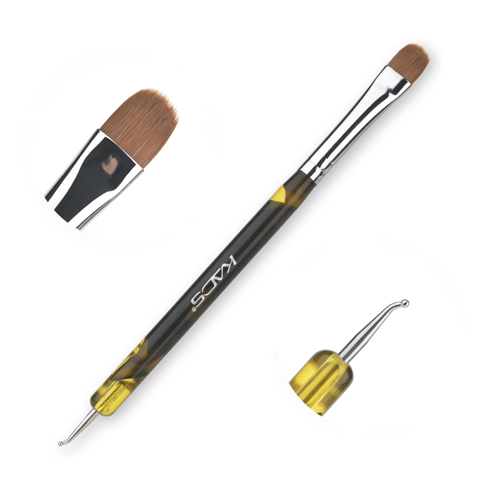 Professional KADS French Brush & Acrylic Sable Brush - 2-Way Nail Art Tool for French Manicure, Clean-up & Dotting (#12) | Perfect for Salon Professionals & DIY Nail Enthusiasts