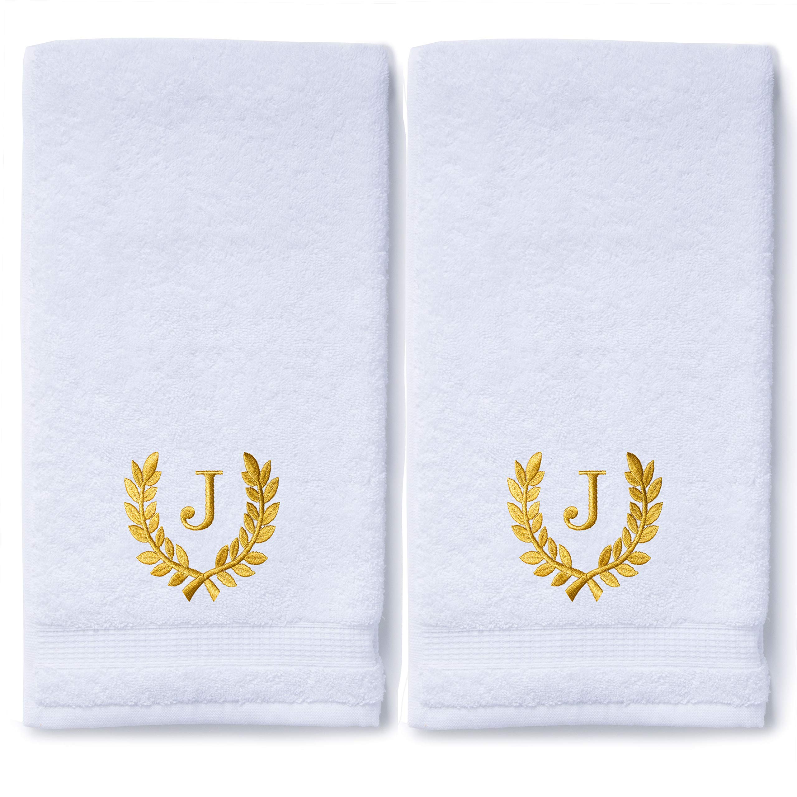 Personalized Monogrammed Hand Towels - Luxury Turkish Cotton Bath & Kitchen Towels Set of 2 (16x30 Inch) | Wedding Gift, Bridal Shower, Spa Decor | Soft Oversized Towels for Bathroom, Makeup & Home Decor