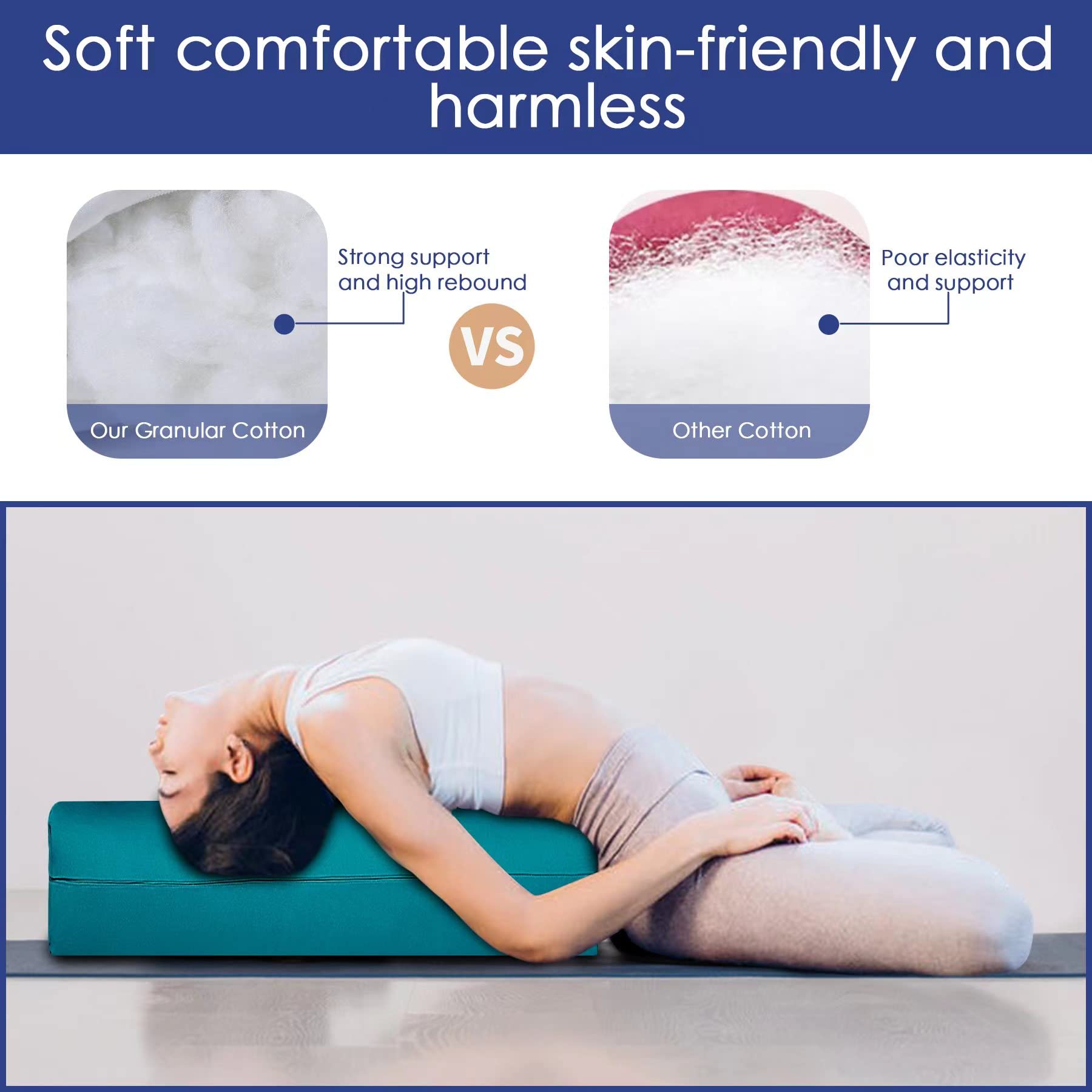 Premium 26x10.5x5.5 Inch Rectangular Yoga Bolster Pillow - 100% Cotton Supportive Meditation Cushion for Restorative Yoga, Yin Yoga & Meditation - Ideal for Home Practice, Studio Use & Relaxation Therapy