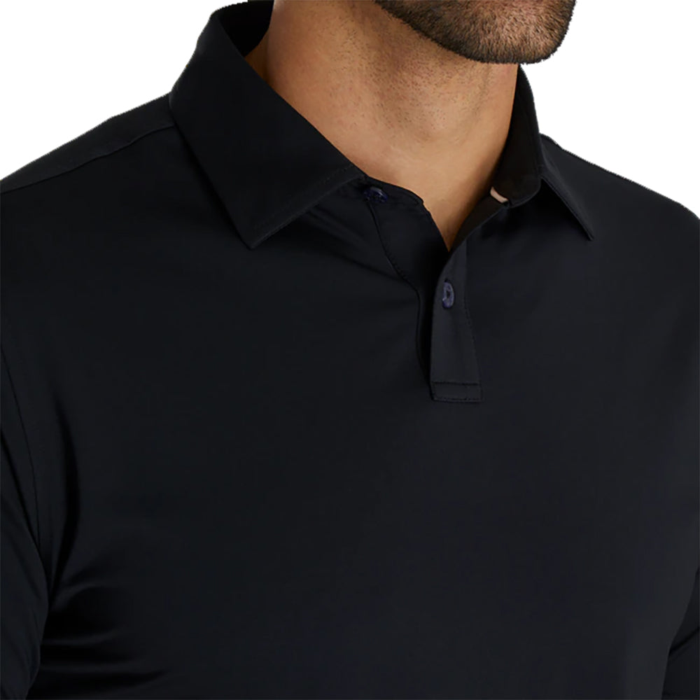 FootJoy Men's Athletic Fit Solid Lisle Black Golf Polo Shirt - Moisture-Wicking & Breathable for Comfort on the Golf Course