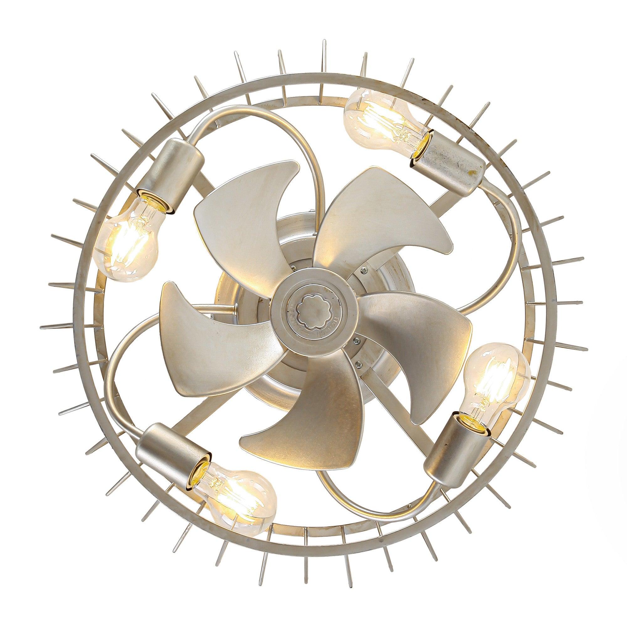 20 Inch Silver Flush Mount Ceiling Fan with Light - Smart APP & Remote Control - Perfect for Bedroom, Living Room & Office - Energy Efficient & Quiet Operation