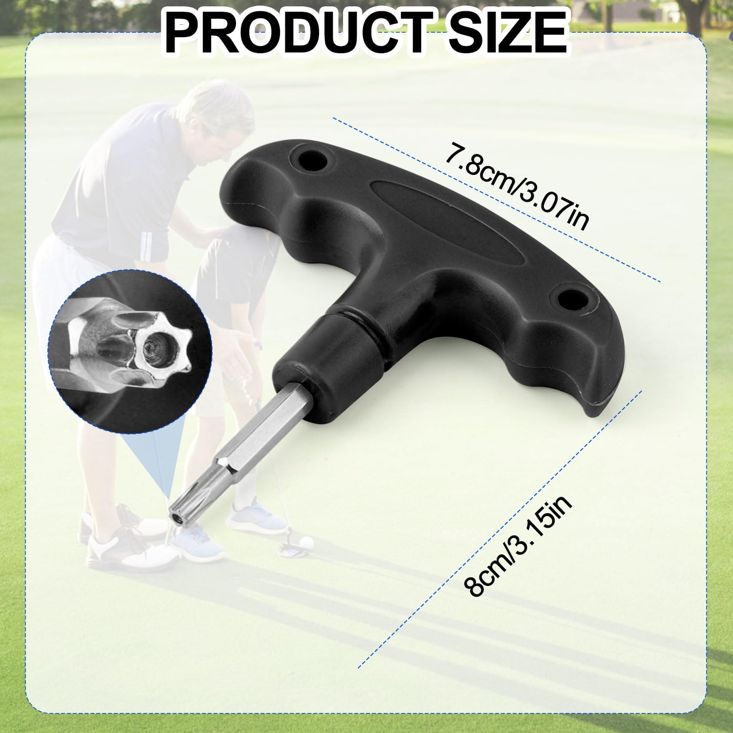 **Adjustable Golf Torque Wrench with Plastic Handle – Metal Golf Driver Tool & Spike Wrench for Club Adjustments – Portable Golf Club Equipment (Black) – Perfect for Golf Course & Home Practice**