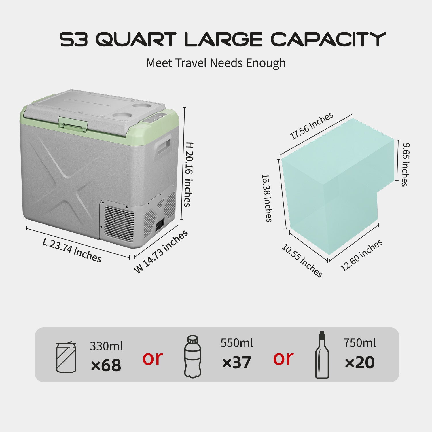 Alpicool X50 Portable Car Refrigerator - 12V/24V DC & 110V AC, 50 Quart Electric Cooler for Road Trips, Camping, and Outdoor Adventures