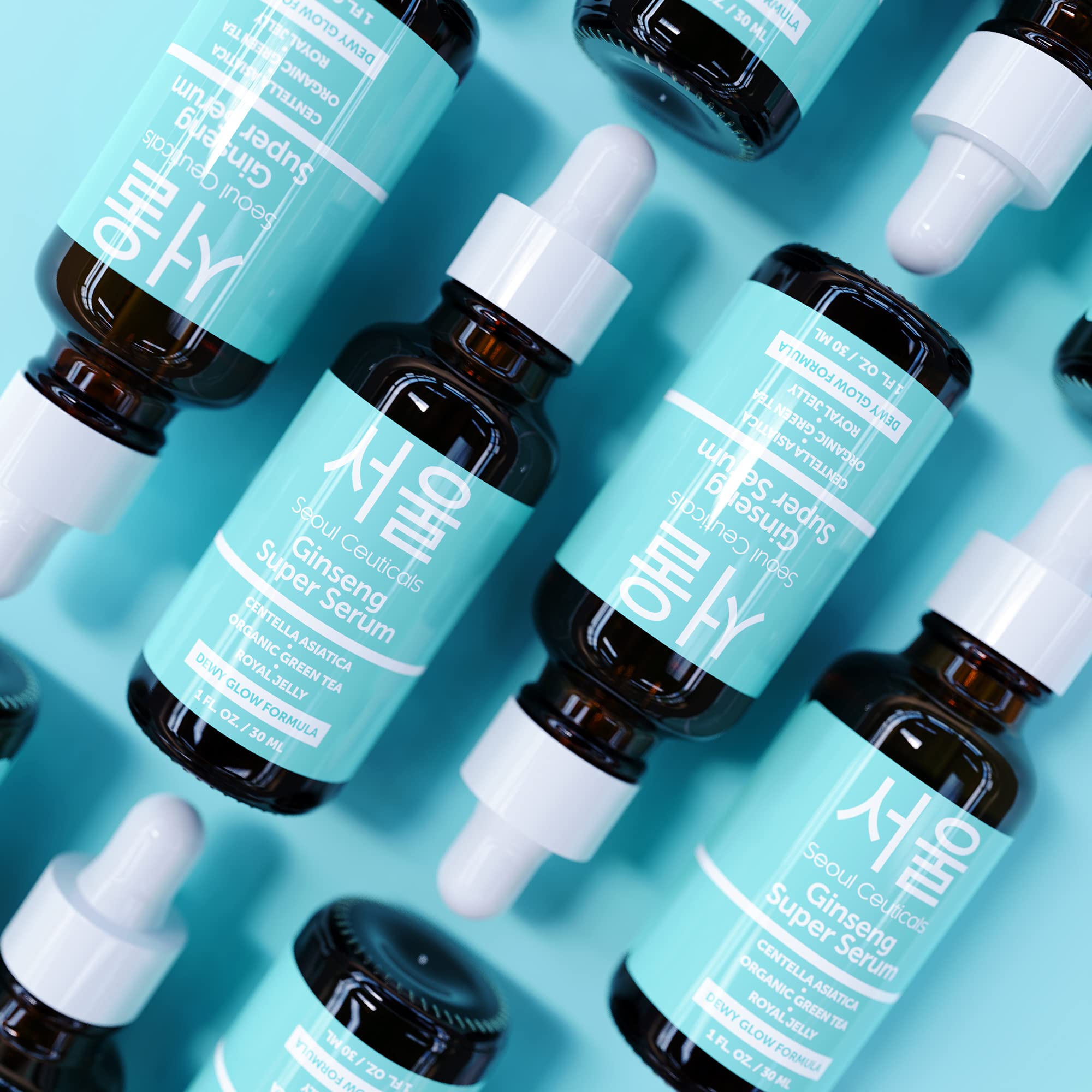 SeoulCeuticals Korean Ginseng Serum - K Beauty Skincare with Green Tea, Centella & Royal Jelly | Organic, Cruelty-Free Anti-Aging Face Serum for Dewy Glow (1oz) - Perfect for Daily Hydration & Nighttime Skin Repair