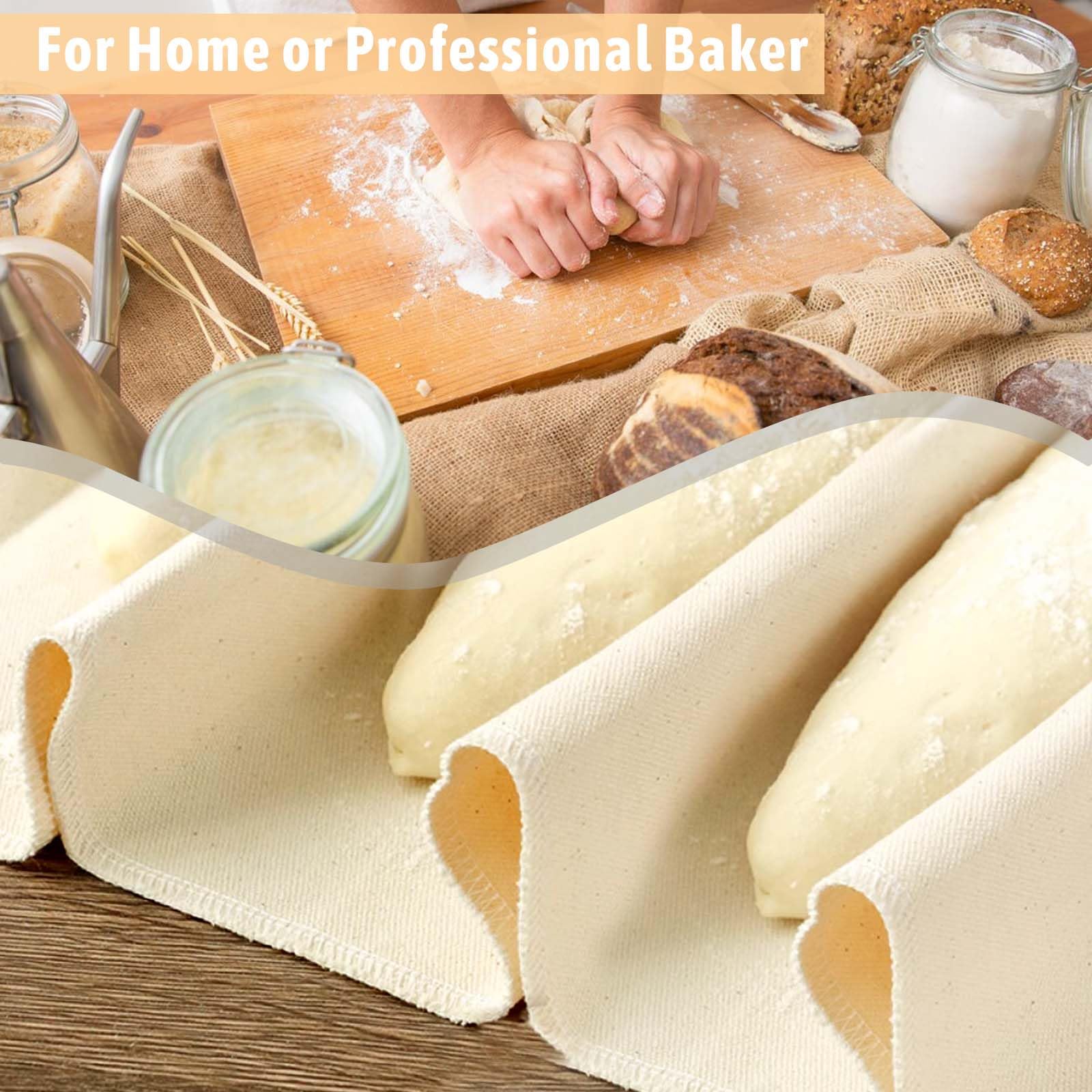 Reusable Bread Proofing Cloth 2PCS - 17x29 Inches Thick Linen Dough Rolling Cloth for Baguettes, Loaves & Pastry | Perfect for Homemade Bread Baking, Artisan Bakery & Kitchen Use
