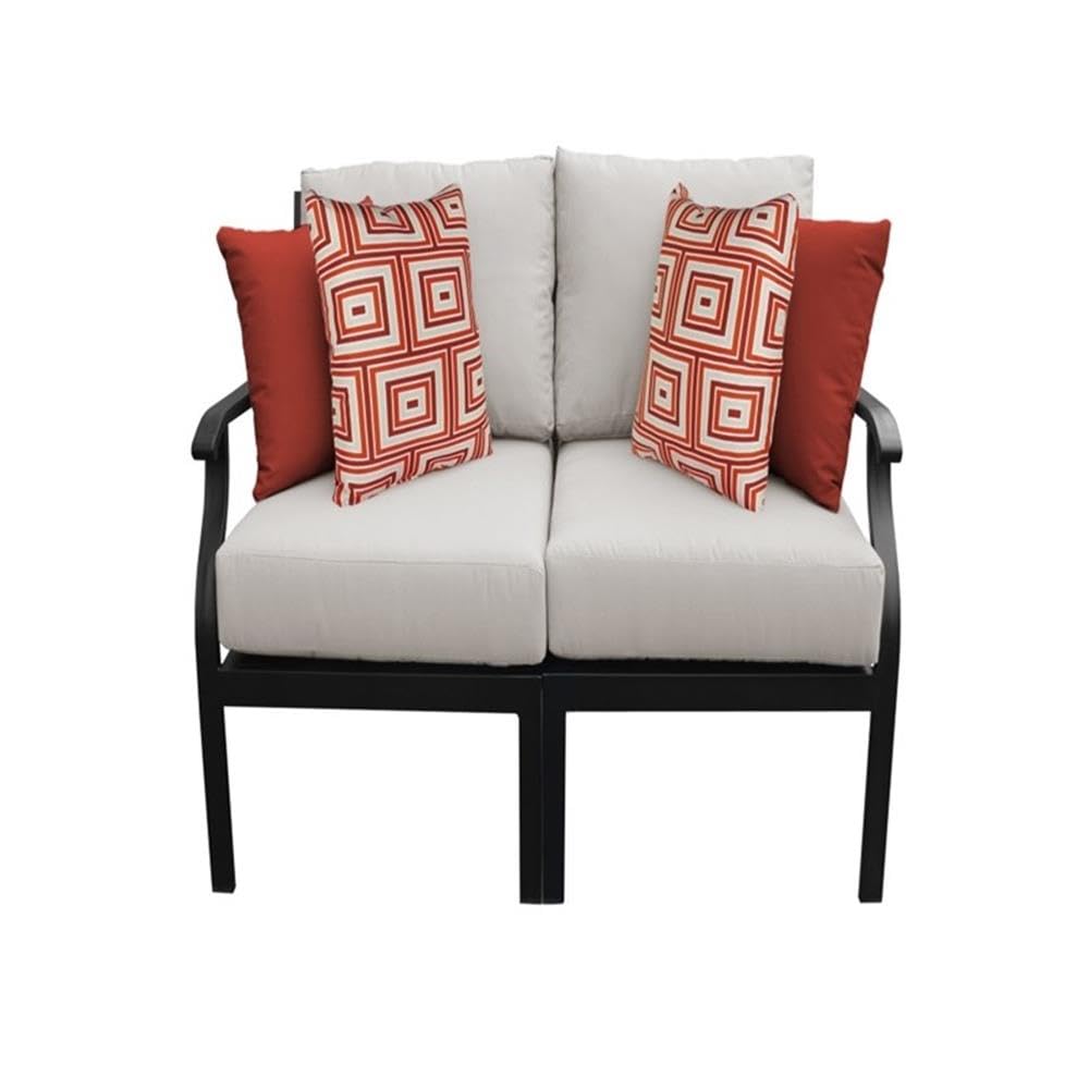 TK Classics Kathy Ireland Madison Ave. 2-Piece Aluminum Patio Furniture Set in Beige - Outdoor Dining Set for Garden, Poolside & Backyard Relaxation