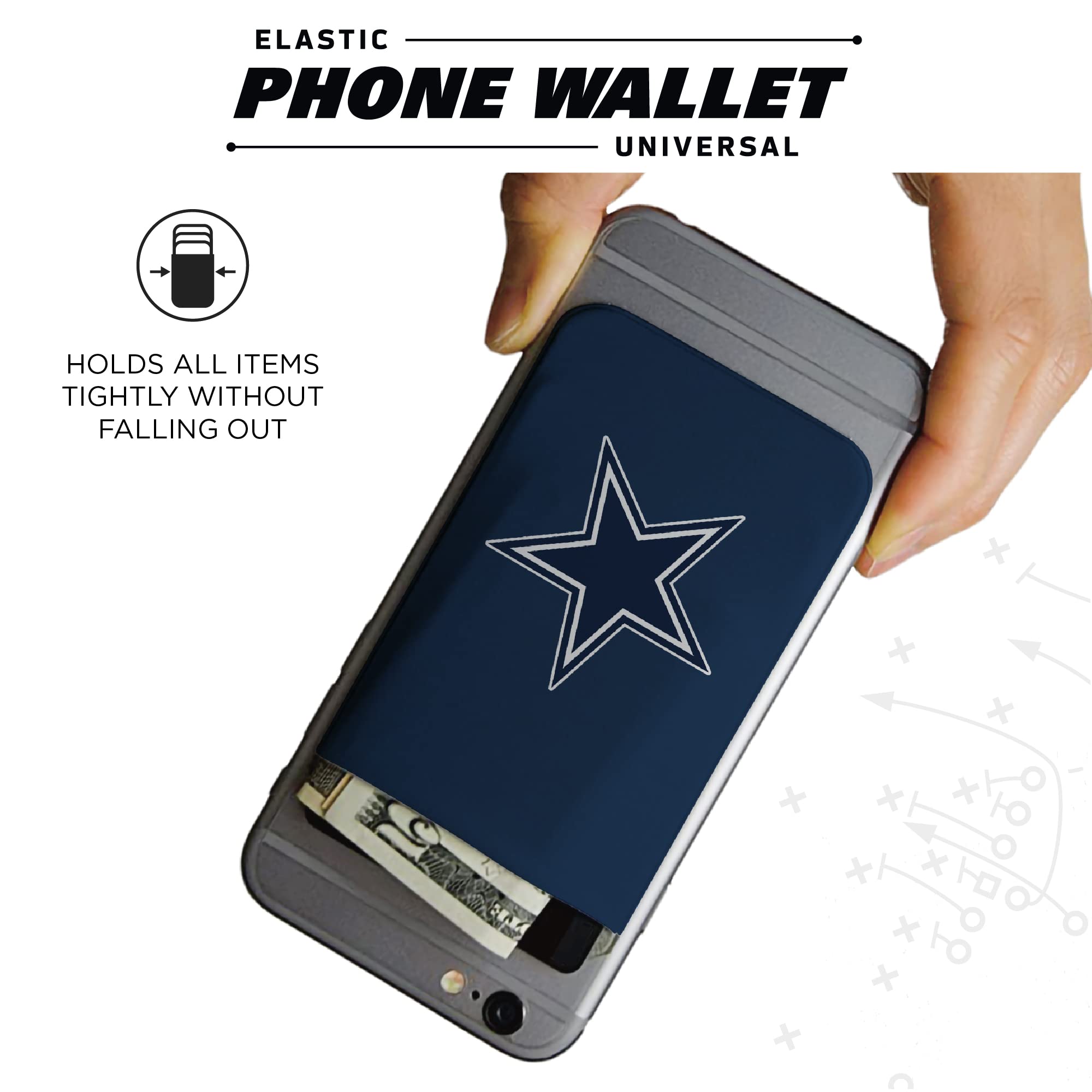 SOAR NFL Elastic Phone Wallet 2 Pack - Slim Stretchable Phone Case with Card Holder for iPhone & Android - Perfect for Game Day, Travel, and Everyday Use