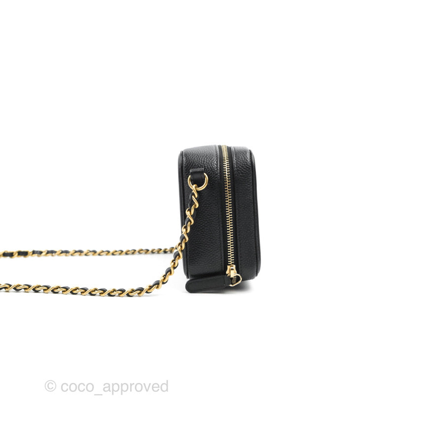 Chanel CC Filigree Vanity Clutch With Chain - Caviar Black Leather & Aged Gold Hardware - Luxury Evening Bag for Women, Perfect for Parties, Weddings & Special Occasions