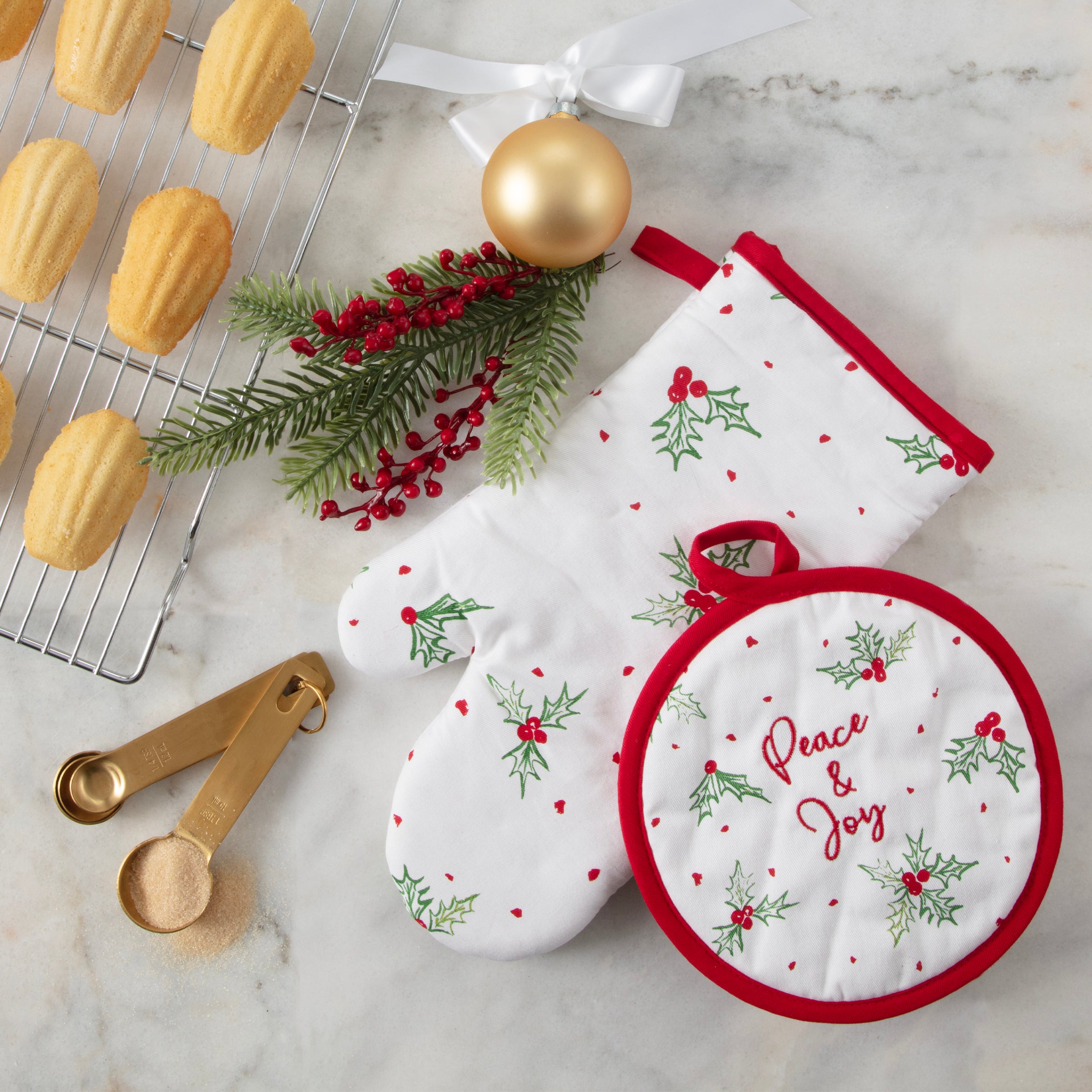 Bayberry 2-Piece Heat Resistant Oven Mitt and Pot Holder Set for Baking, Cooking, and Kitchen Safety - Soft & Durable Kitchen Accessories for Grilling, Roasting, and Food Preparation