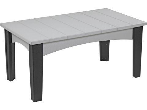 LuxCraft Dove Gray Recycled Plastic Coffee Table with Cup Holder - Modern Eco-Friendly Living Room Furniture for Small Spaces & Patio Use