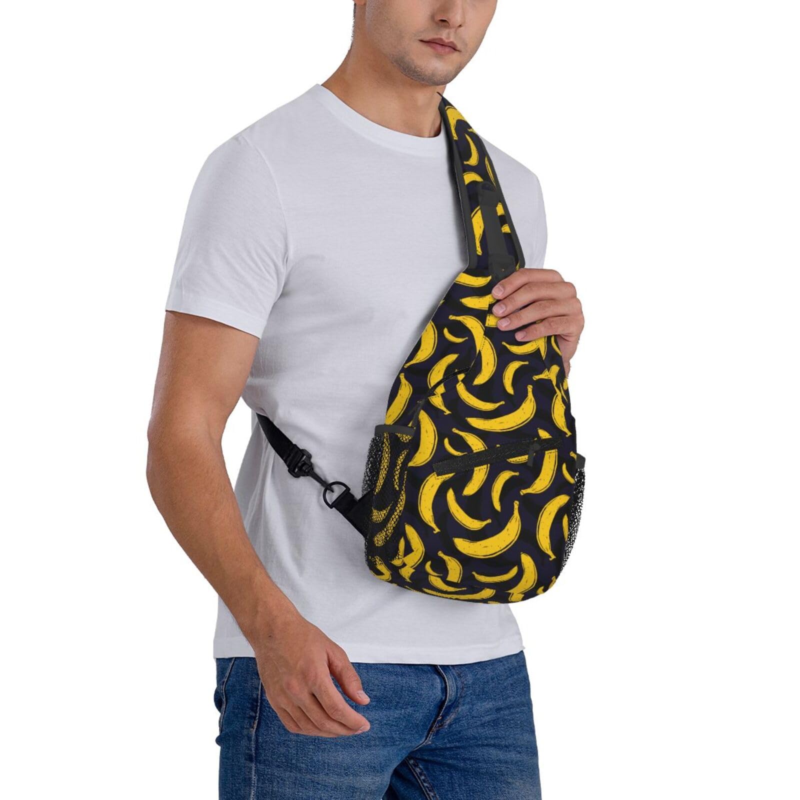 Pop Art Banana Print Sling Bag for Women & Men - Fashion Fruit Design Crossbody Shoulder Backpack - Perfect for Travel, Hiking, Sports & Casual Daily Use