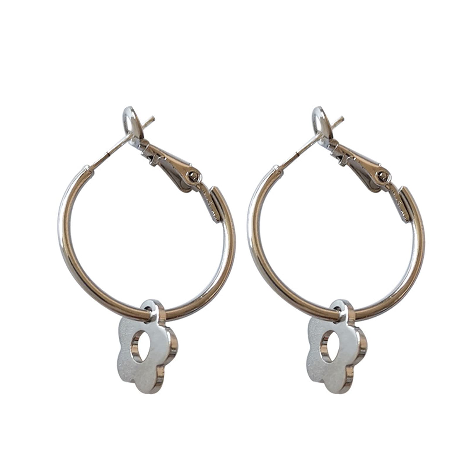 Fashion Women's Alloy Flower Hoop Earrings - Romantic Round Metal Earrings for Girls & Women - Perfect for Holidays, Parties, and Everyday Wear