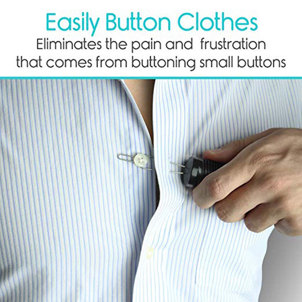 Button Hook and Pull Assist Tool - Easy Shirt & Coat Buttoning Aid for Seniors, Arthritis & Handicapped - Ideal for Elderly Home Care & Daily Dressing Assistance