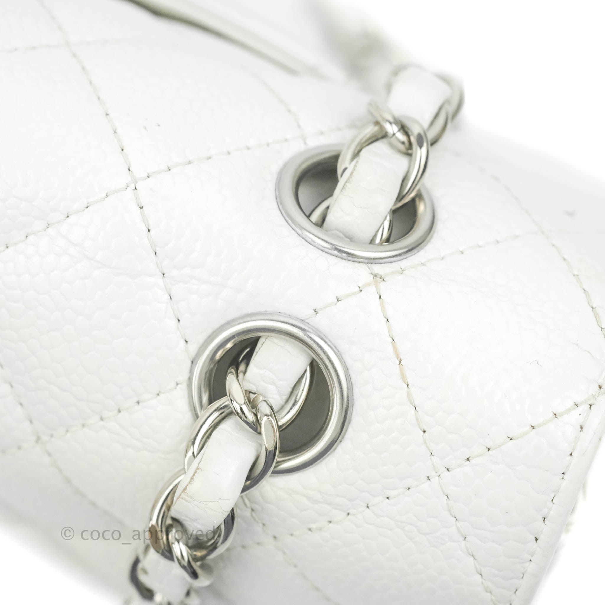Chanel Classic M/L Medium Double Flap Bag in White Caviar Leather with Silver Hardware - Perfect for Luxury Fashion, Evening Events & Designer Handbag Collection