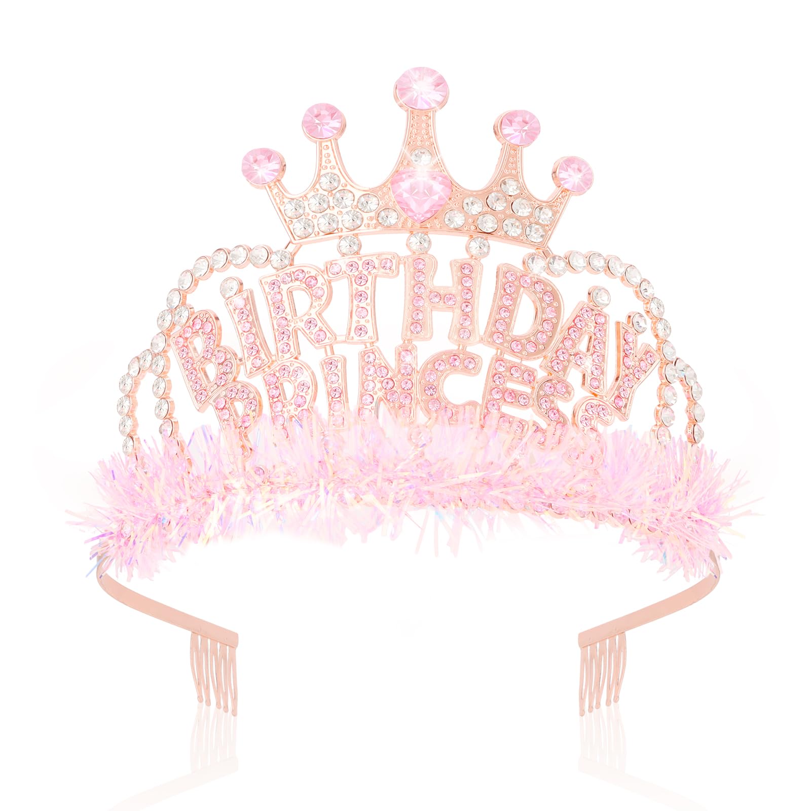 Pink Princess Crown for Girls & Women - Birthday Tiara for Party Decorations, Gifts & Celebrations | Perfect for Birthday Parties, Pageants, Dress-Up & Special Events