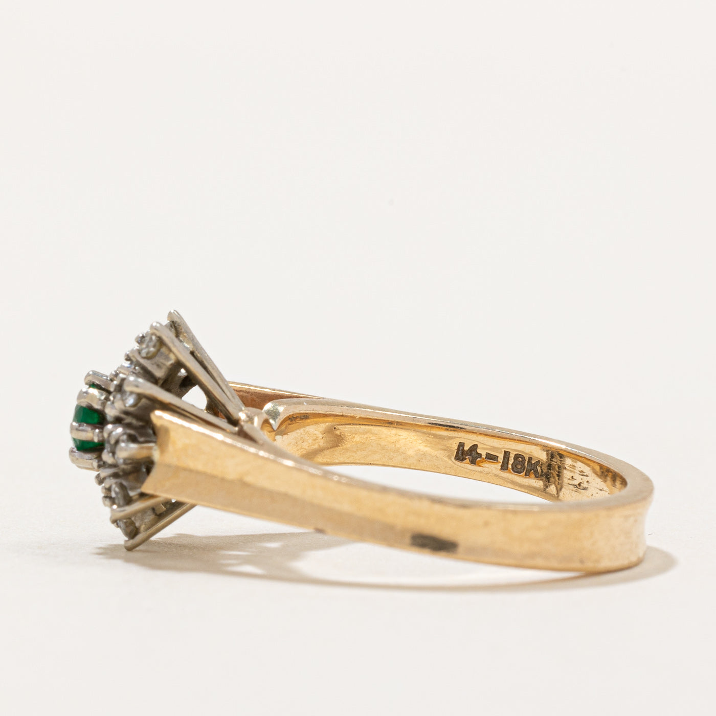 Emerald & Diamond Cluster Ring - 0.15ct Emerald & 0.20ctw Diamonds - Size 6 - Elegant Wedding, Anniversary & Gift Jewelry for Women