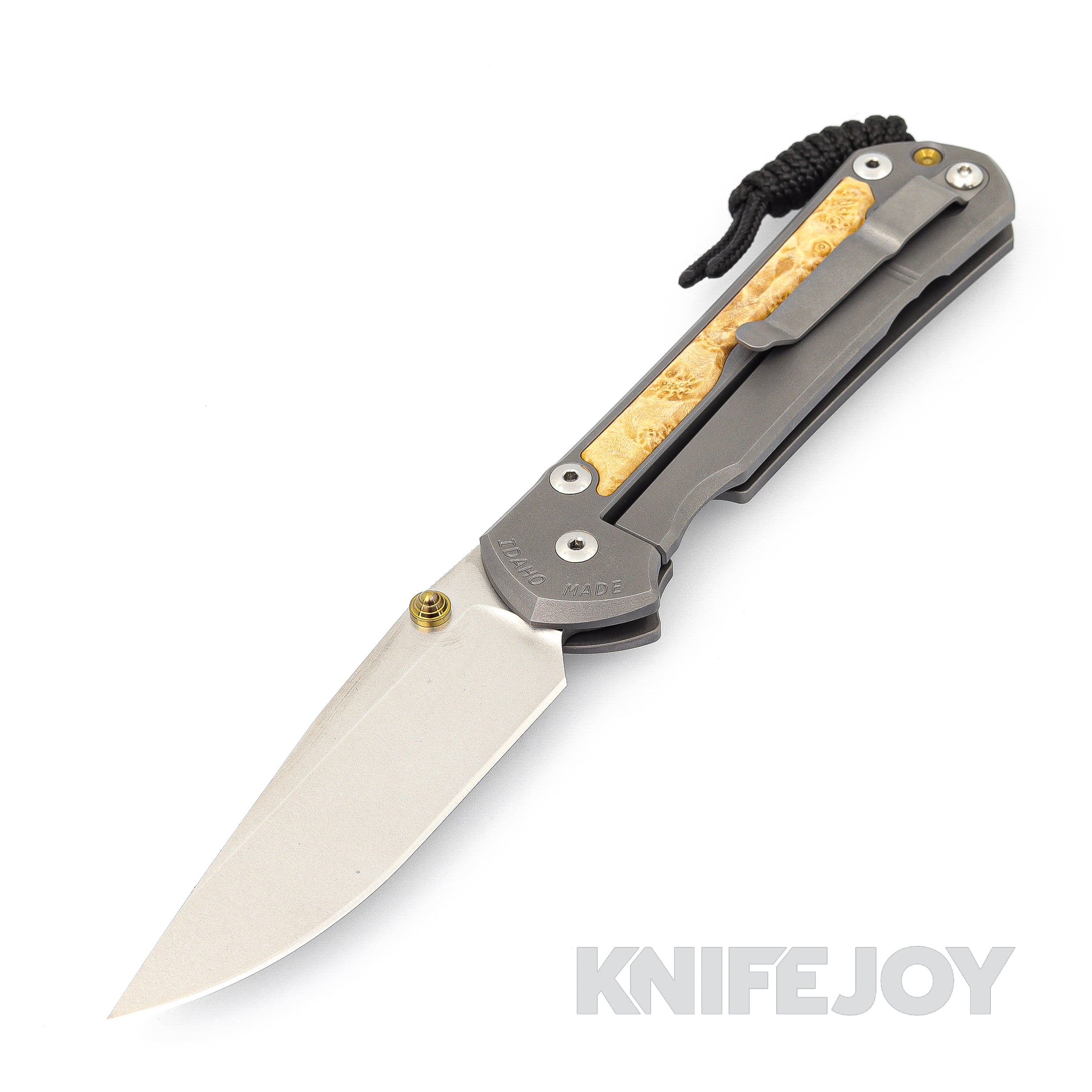 Chris Reeve Knives Large Sebenza 31 Left Hand Drop Point Plain Blade - Double Gold Lugs with Box Elder Inlay Handles - Premium EDC Folding Knife for Outdoor, Camping & Everyday Carry