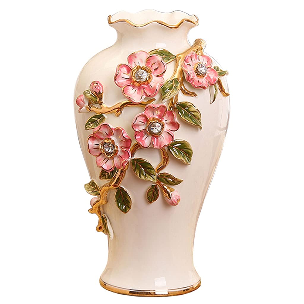 European-Style Large White Ceramic Vase for Flower Arrangement - 23×38cm Home Decor, Living Room Centerpiece, Wedding & Event Decoration