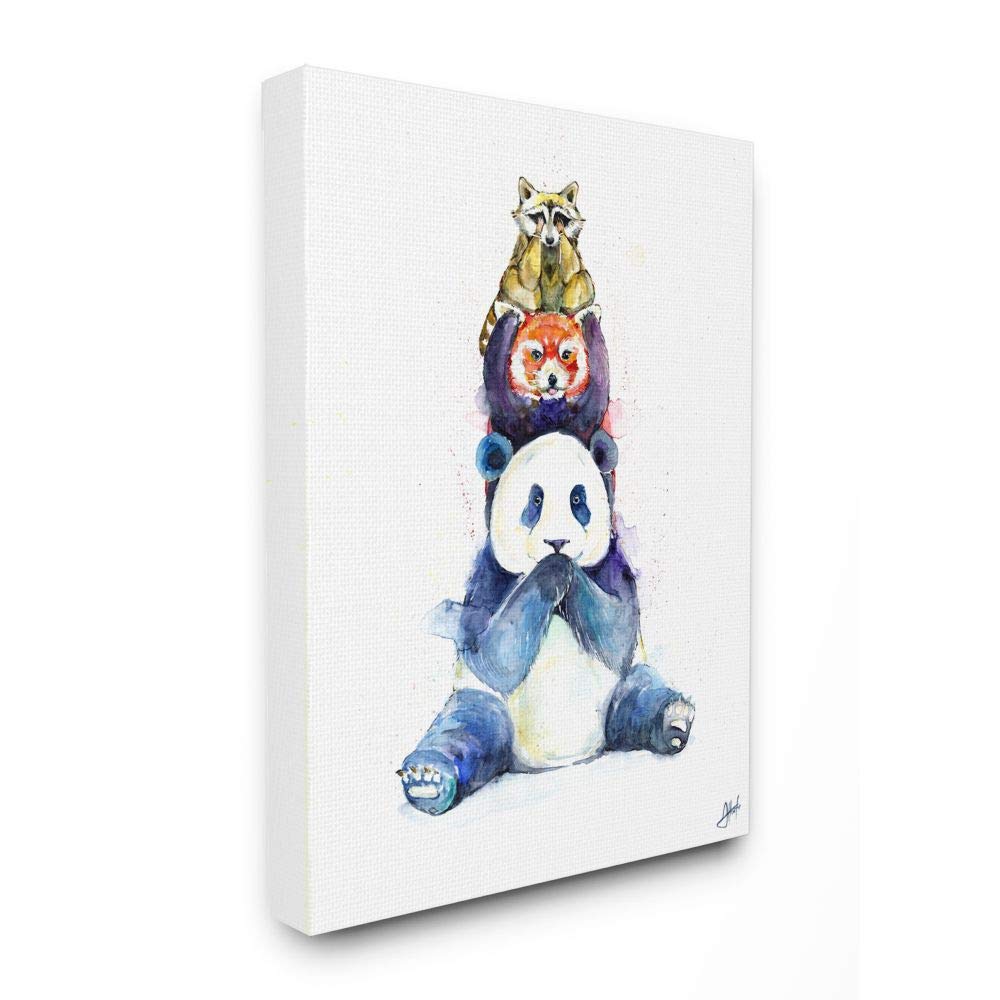 Stupell Industries See Hear Speak No Evil Cute Animal Watercolor Painting Canvas Wall Art - Multi-Color Home Decor for Living Room, Bedroom & Office