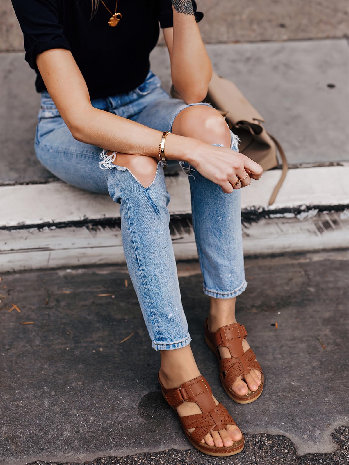 SHIBEVER Women's Comfortable Orthopedic Wedge Sandals - Slip-On Platform Sandals for Women | Perfect for Summer, Beach, and Casual Outings