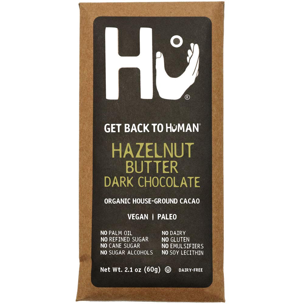 Hu Vegan Chocolate Bars - 12 Pack Hazelnut Praline Dark Chocolate | Gluten Free, Paleo, Non GMO, Kosher Certified | 2.1oz Each Bar | Perfect for Gifts, Snacking & Vegan Desserts