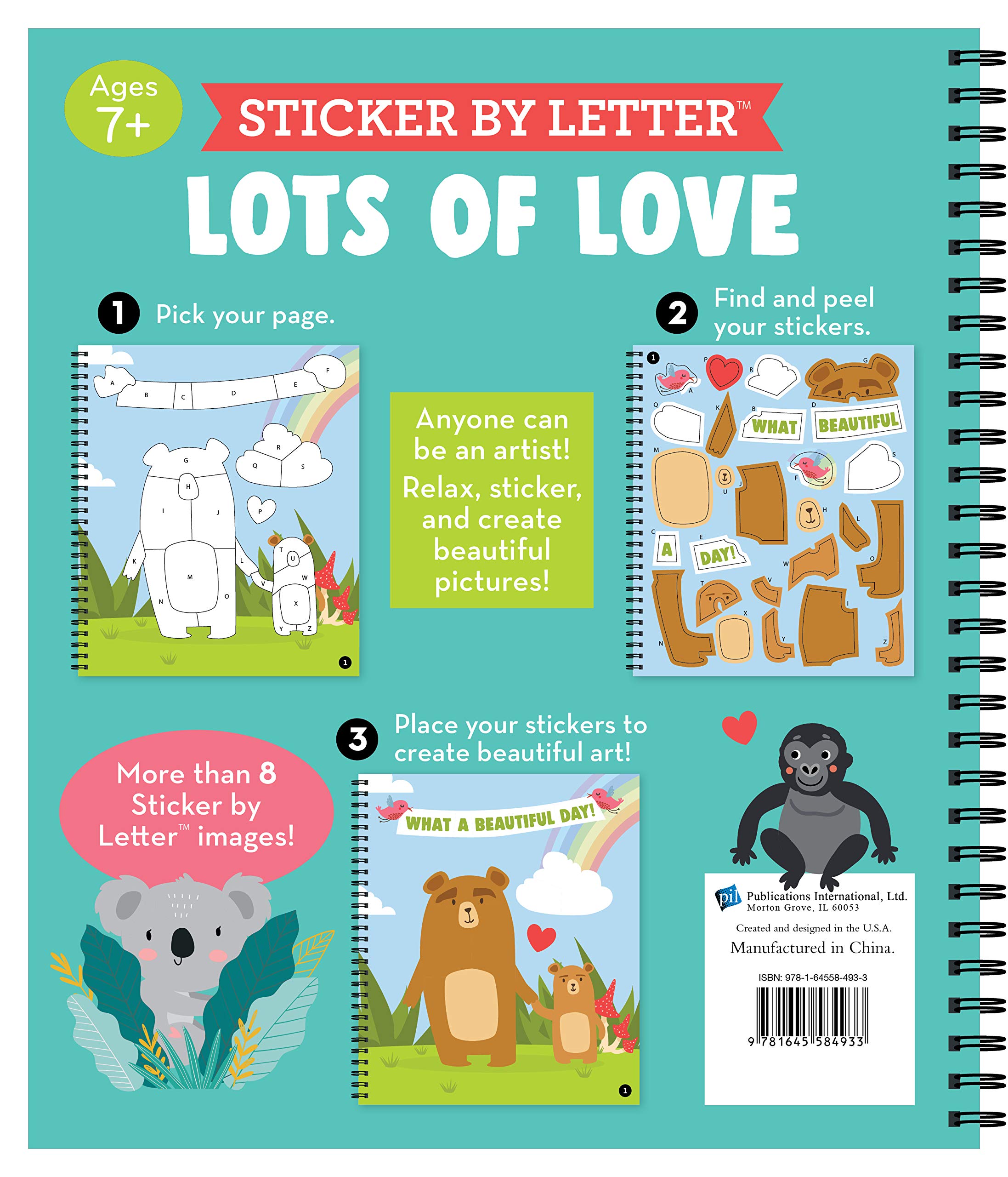 Brain Games - Sticker by Letter: Lots of Love - Fun & Educational Activity Book for Kids - Perfect for Travel, Birthday Gifts & Family Bonding Time