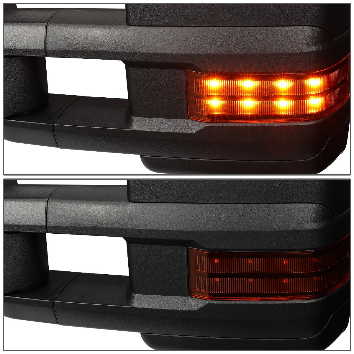 Auto Dynasty Black Power Heated Amber LED Turn Signal Tow Mirrors for 2003-2007 Chevy Silverado, GMC Sierra, Tahoe & Yukon - Enhanced Visibility & Safety for Towing & Night Driving