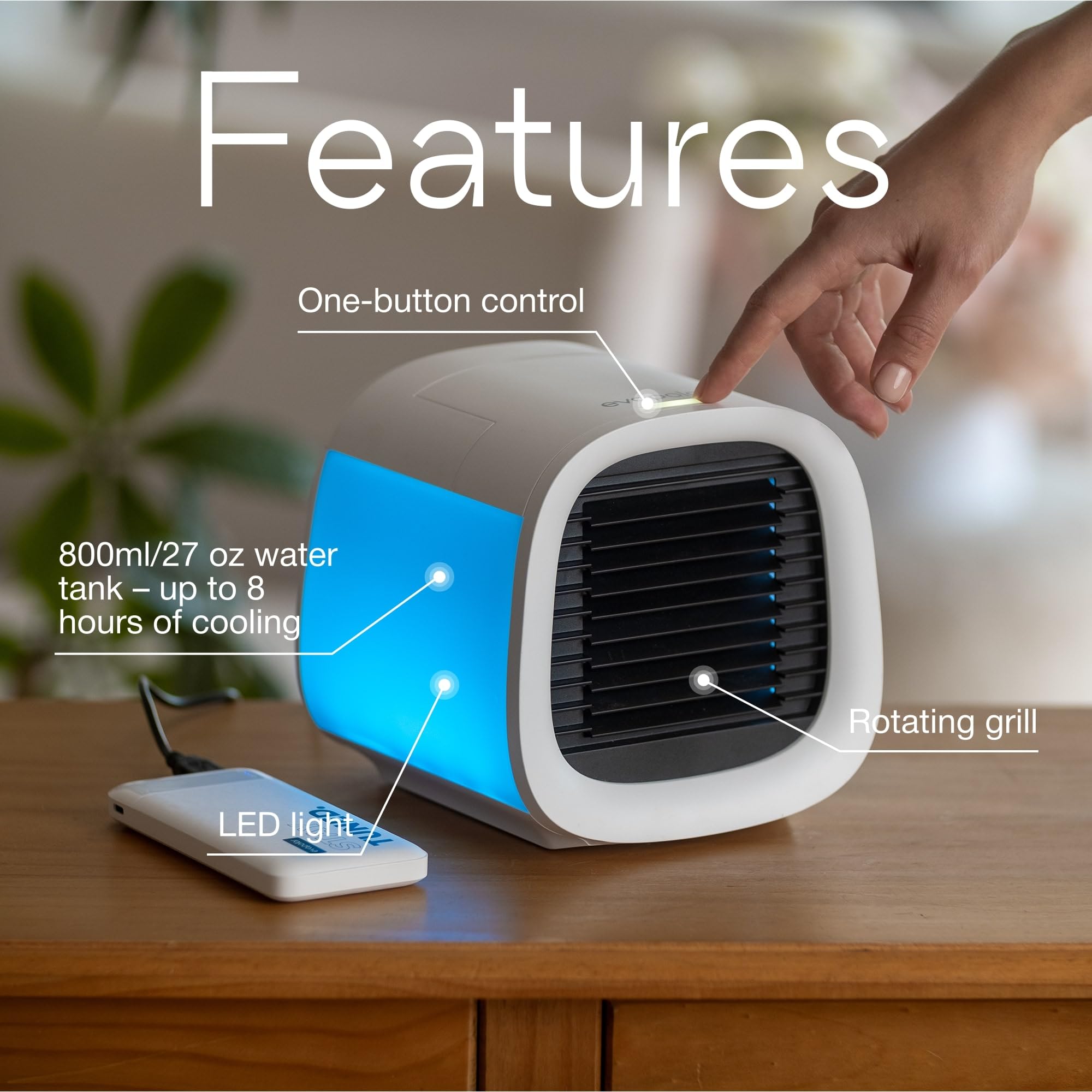 Evapolar evaCHILL Portable Air Conditioner - Compact Personal Cooling Fan & Evaporative Cooler for Desk, Office, Car, Camping - White | Perfect for Home, Travel & Outdoor Adventures