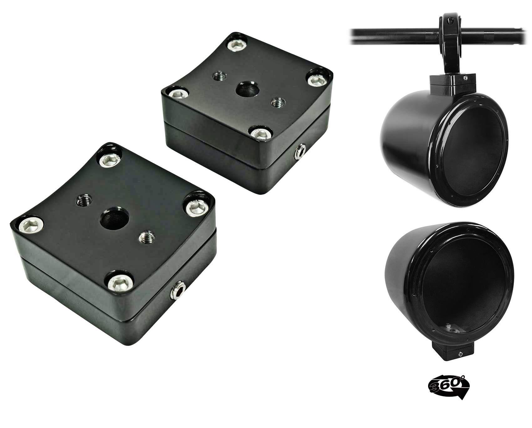 Rockville 2-Pack 6x9 Inch 1000W 360° Swivel Black Aluminum Tower Speakers for RZR ATV UTV - Waterproof Off-Road Audio for Trail Riding & Outdoor Adventures