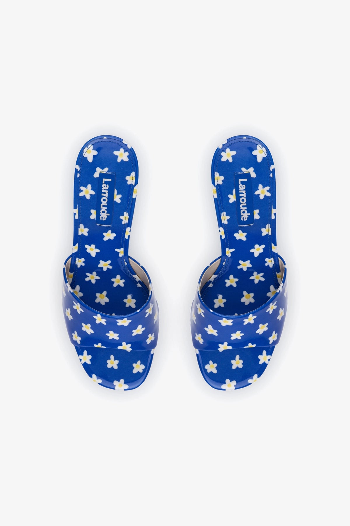 Colette Blue Floral Patent Leather Mules - Women's Fashion Shoes for Casual Wear, Office & Party Outfits
