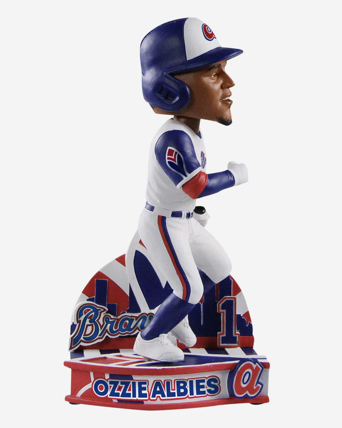 Ozzie Albies FOCO Throwback Retro Atlanta Braves Uniform Bobblehead - Collectible Baseball Memorabilia for Fans & Decor - Perfect for Game Room, Office, or Sports Themed Gifts