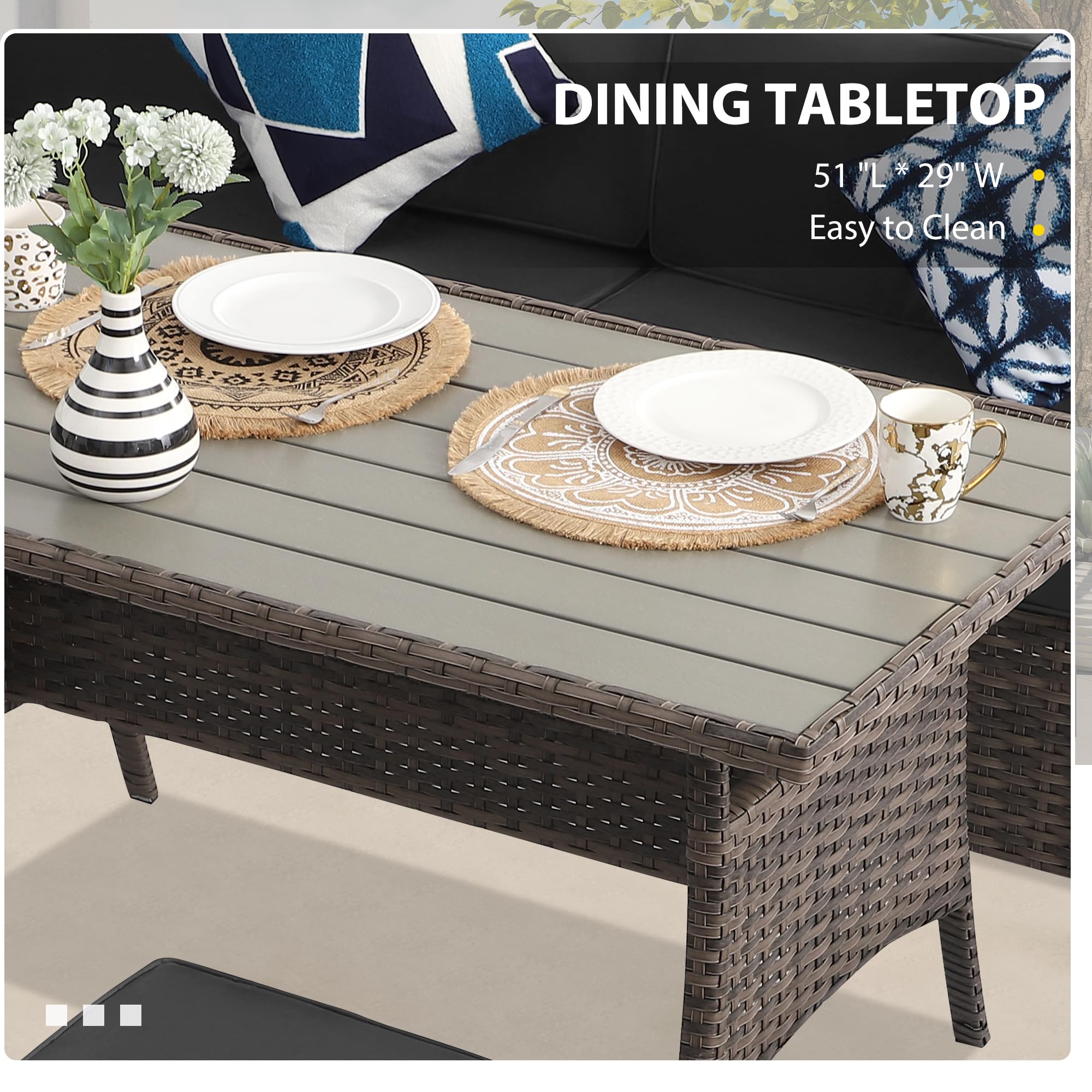 KIGOTY 7-Piece Outdoor Dining Set with Cushions - Patio Table & Chairs for Backyard, Garden, Deck - Weather-Resistant BR-Grey Lawn Furniture - Perfect for Outdoor Entertaining & Relaxation