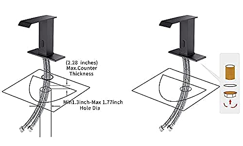 Automatic Sensor Touchless Bathroom Sink Faucet - Hands-Free Waterfall Faucet with Temperature Control & DC Power - Matte Black Vanity Faucet with Hole Cover Plate - Perfect for Modern Homes & Commercial Restrooms