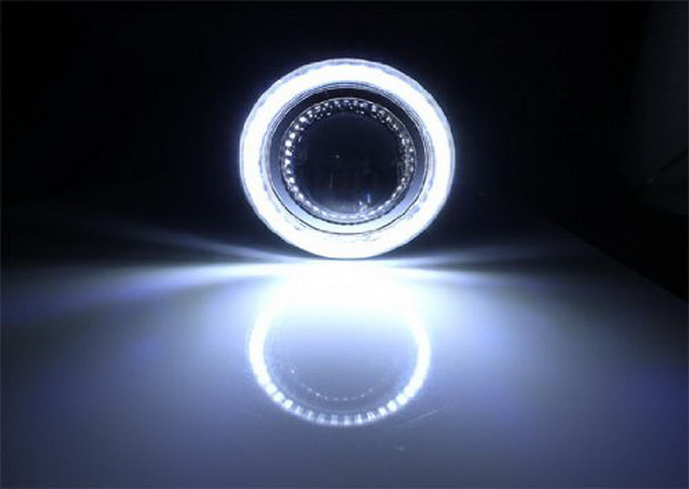 40 LED Halo Angel Eyes Projector Fog Lights with White Rings - High Visibility Car Accessories for Night Driving & Off-Road Adventures