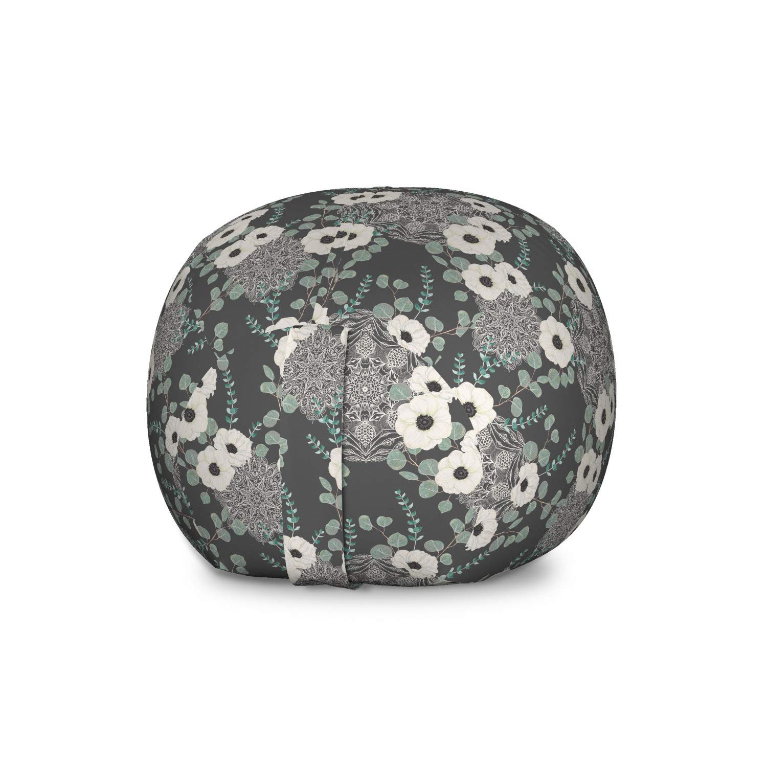 Ambesonne Vintage Toy Storage Bag Chair - Large Washable Stuffed Animal Organizer with Mandala Floral Design | Perfect for Kids' Room, Nursery & Playroom Organization