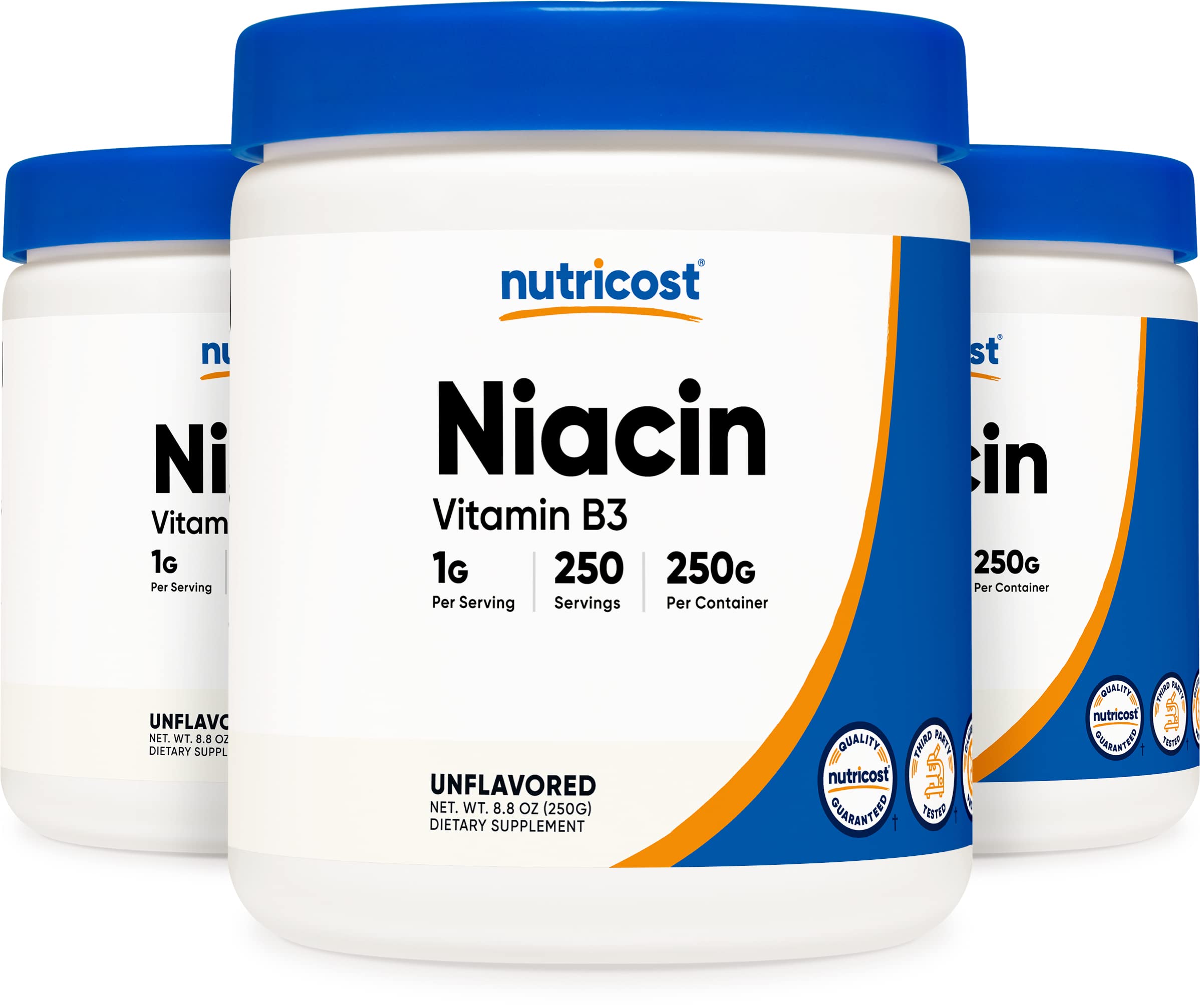 Nutricost Niacin Vitamin B3 Powder 250G (3 Pack) - 750 Grams - 1G Per Serving - Pure Niacin Powder Supplement for Energy, Skin & Heart Health - Perfect for Smoothies, Shakes & Baking