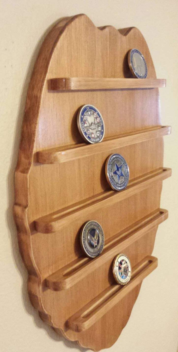 Wall Mounted Challenge Coin Display Holder for Firefighters, Police, Sheriff - Maltese Cross & Badge Design - Perfect for Office, Home Decor & Collectible Showcase