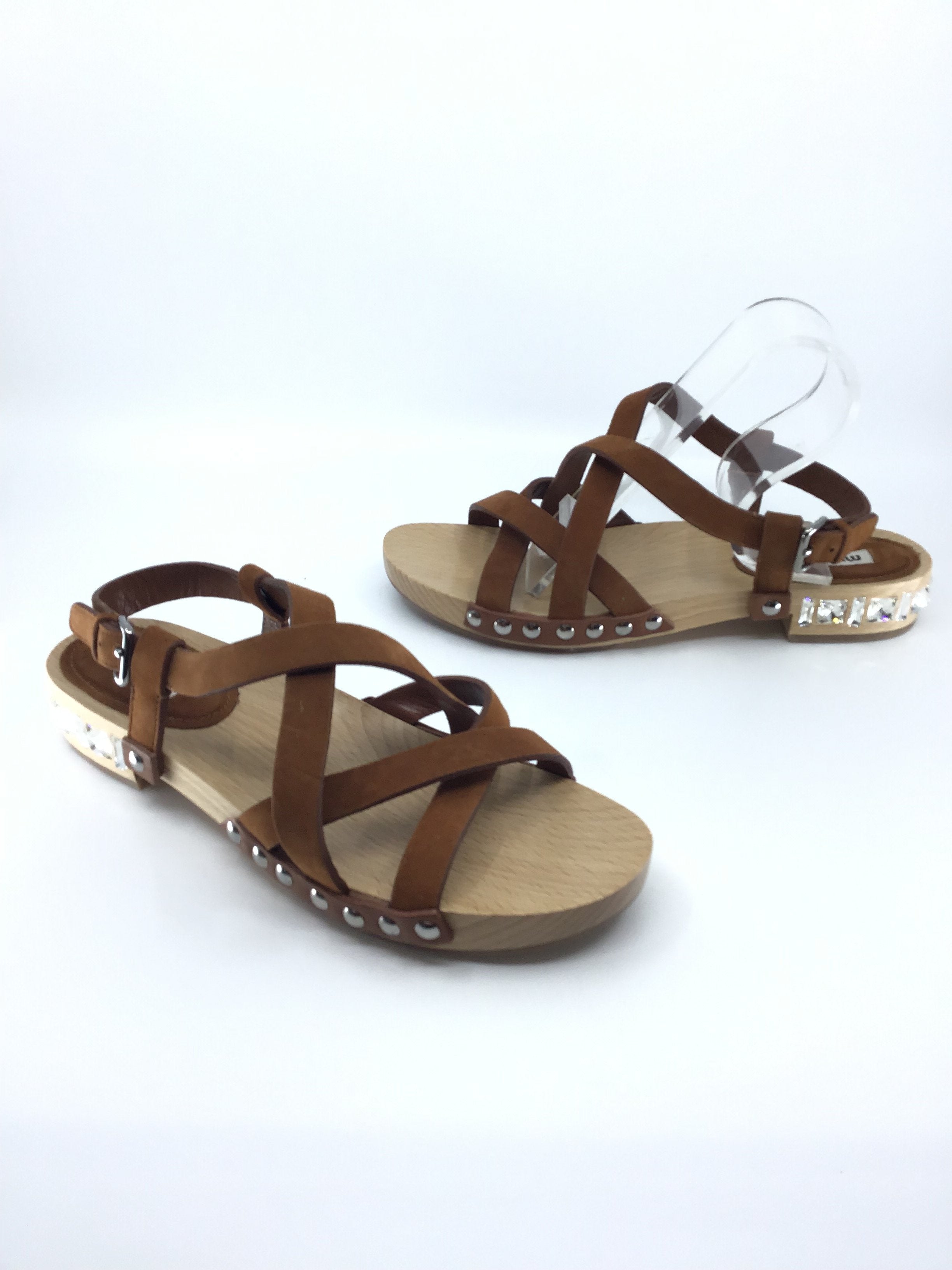 Miu Miu Women's Rhinestone Sandals - Sparkling Crystal Embellished Open-Toe Heels for Parties, Weddings & Special Occasions
