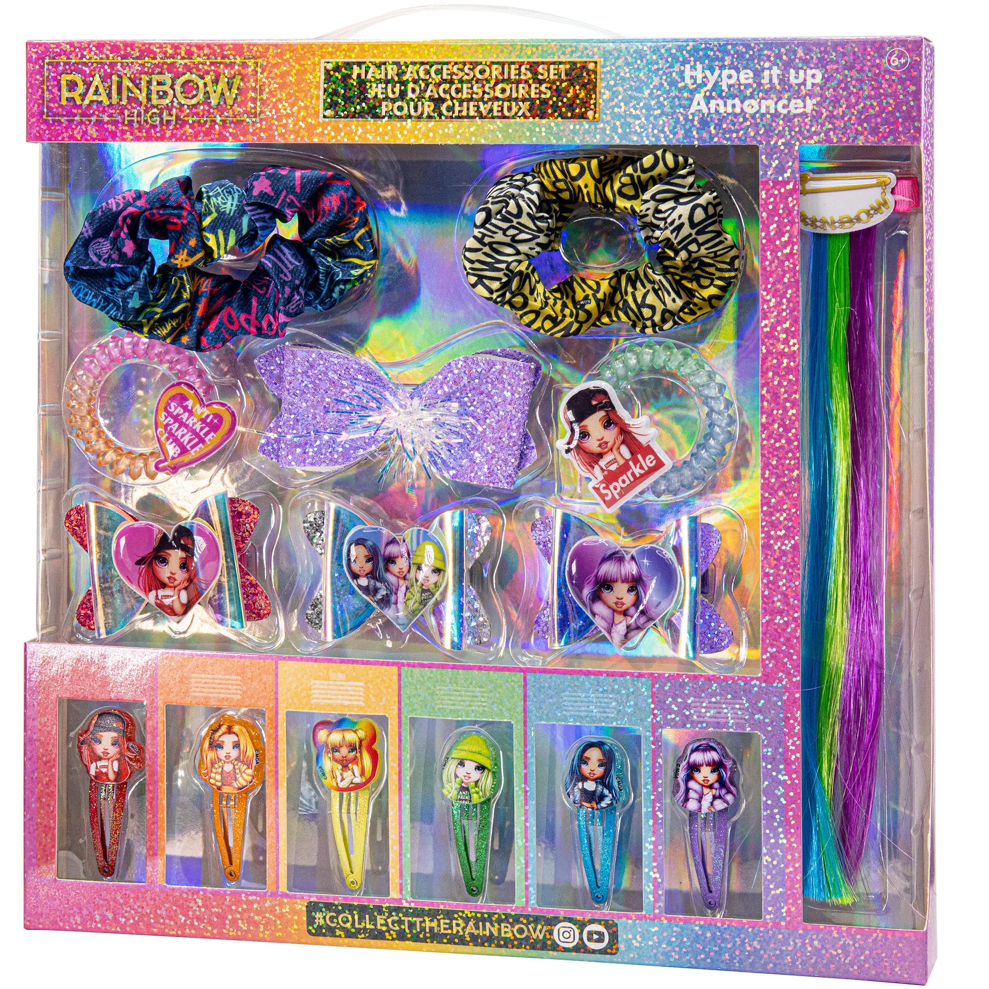 Rainbow High Fashion Doll Hair Accessories Set - 15 Pcs with Hair Bows, Extensions, Scrunchies & Clips | Perfect Gift for Girls Ages 3+ | Great for Birthday Parties, Sleepovers, Dress-Up Play & Doll Styling