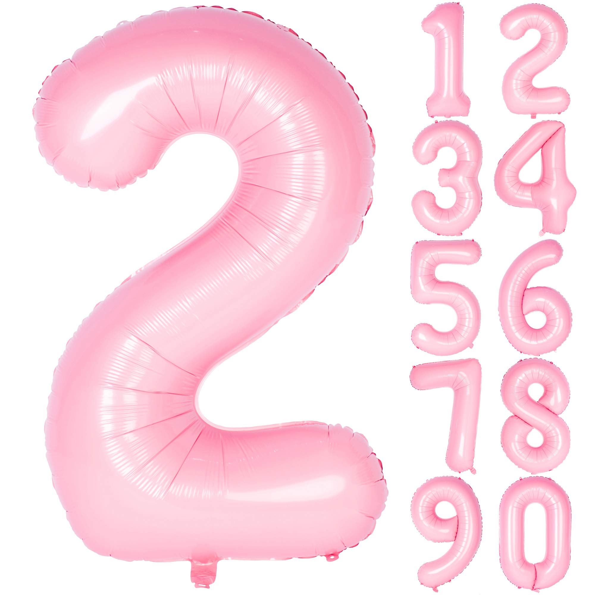 40 Inch Pink Number Balloon for Birthday Party Decorations - Helium Foil Mylar Balloon (Set of 2) - Perfect for Milestone Birthdays, Anniversaries & Photo Backdrops