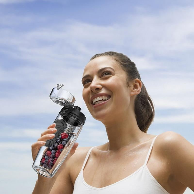 32 oz (1L) BPA-Free Tritan Water Bottle with Pop Top Infuser - Leakproof, Durable & Eco-Friendly - Perfect for Gym, Hiking, Travel & Daily Hydration
