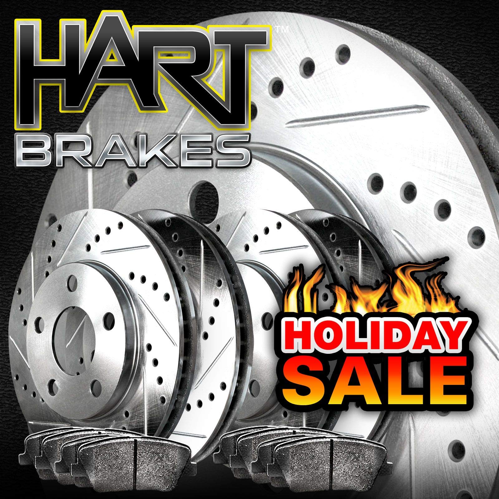 High-Performance Hart Front & Rear Brake Pads and Rotors Kit for 2013-2016 Dodge Dart | Ceramic Brake Pads | Smooth Stopping Power | Ideal for City Driving & Highway Commuting