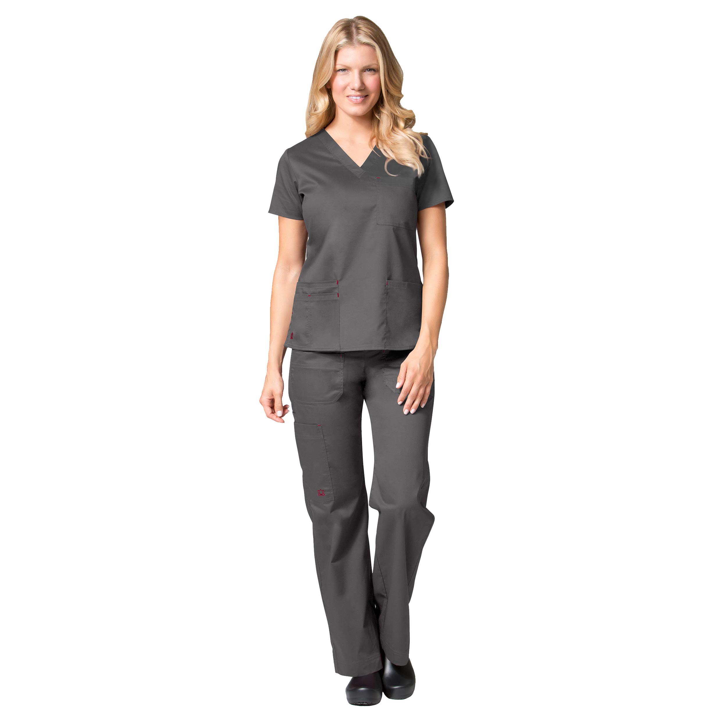 **Maevn Blossom 3-Pocket V-Neck Scrub Top & Utility Cargo Scrub Pants Set for Women - Comfortable Medical Uniform for Nurses, Doctors & Healthcare Professionals - Perfect for Hospitals, Clinics & Long Shifts**
