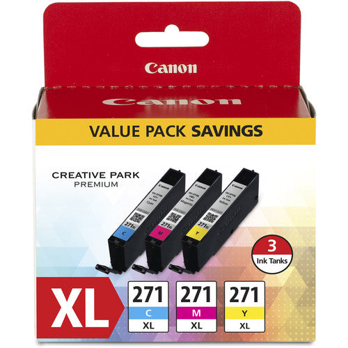 Canon CLI-271XL 3-Pack Ink Cartridges (Cyan, Magenta, Yellow) - High-Quality Ink Tanks for Canon Pixma Printers | Perfect for Home Office Printing & Photo Projects
