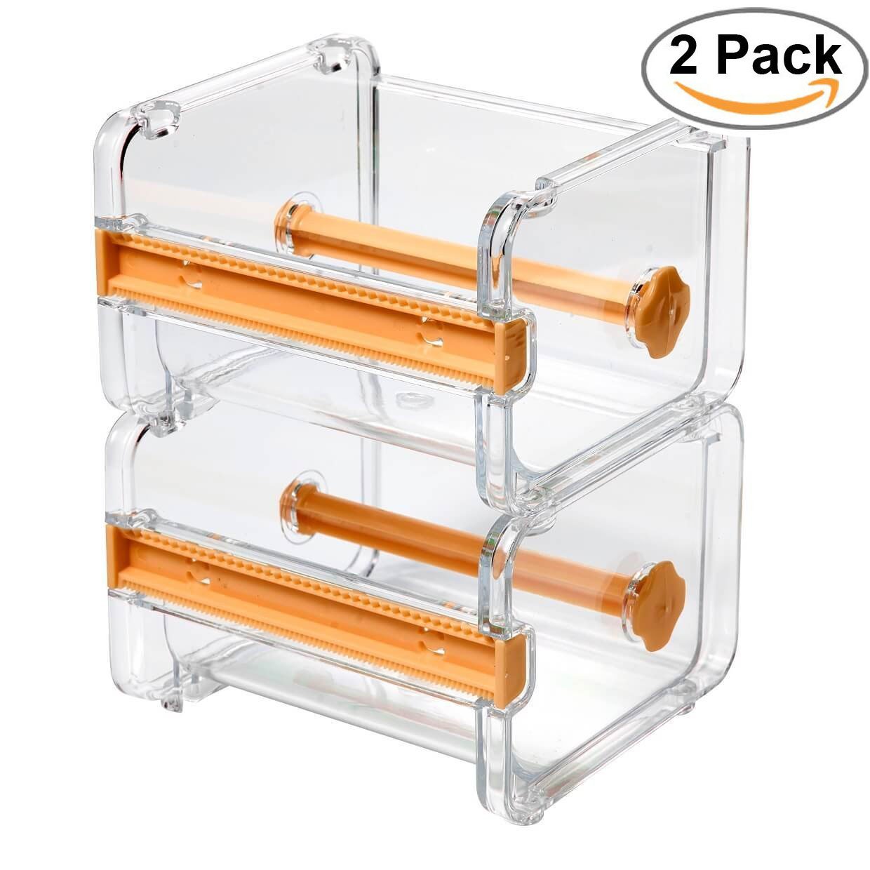 2-Pack Yellow Washi Tape Dispenser and Cutter - Desktop Tape Holder Organizer for DIY, Scrapbooking, and Crafting - Perfect for Office, School, and Home Organization