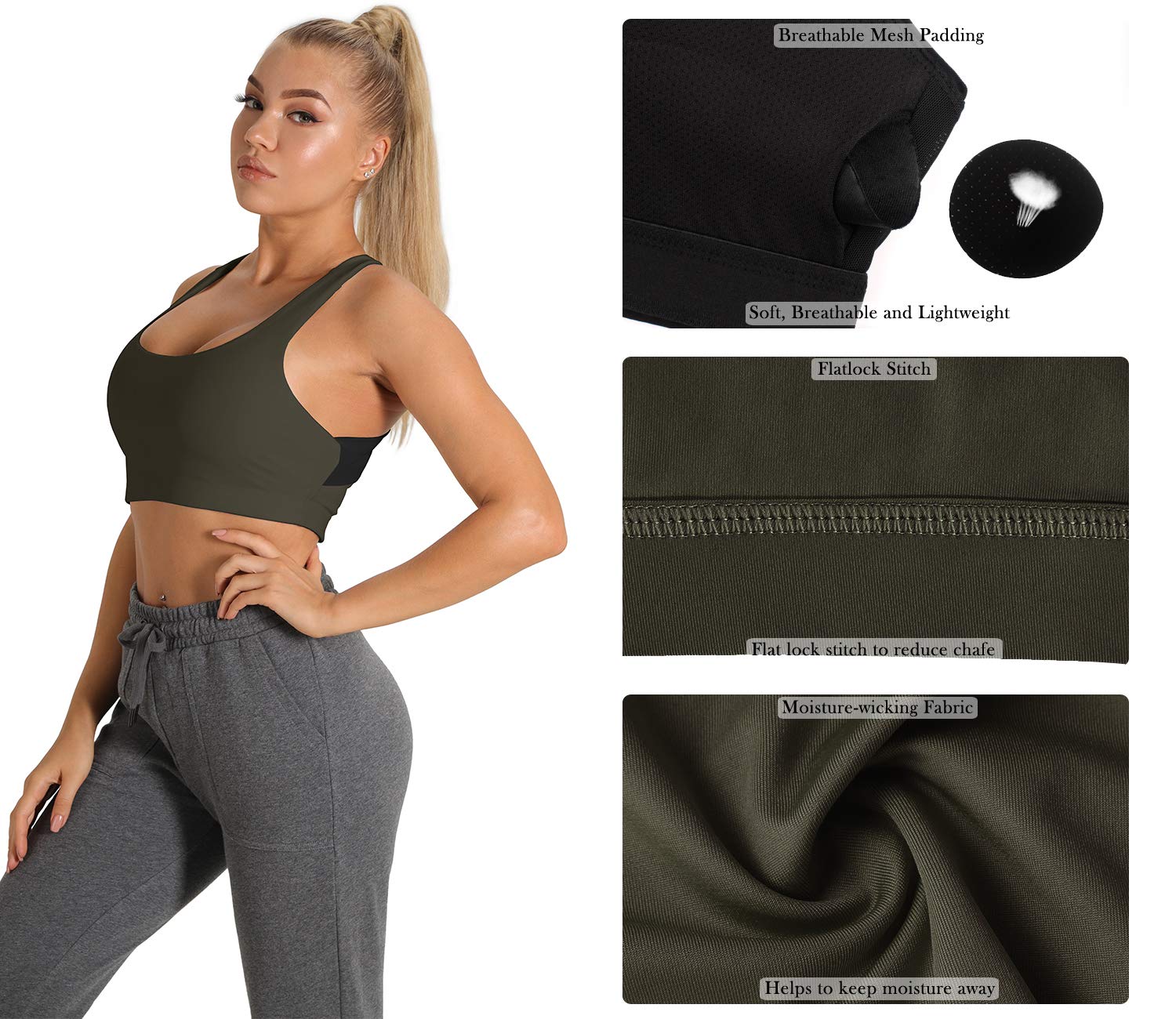 ICY ZONE Women's Workout Sports Bras - High Support Fitness, Running, Yoga & Athletic Exercise Tops for Active Lifestyles | Perfect for Gym, Jogging & Daily Wear
